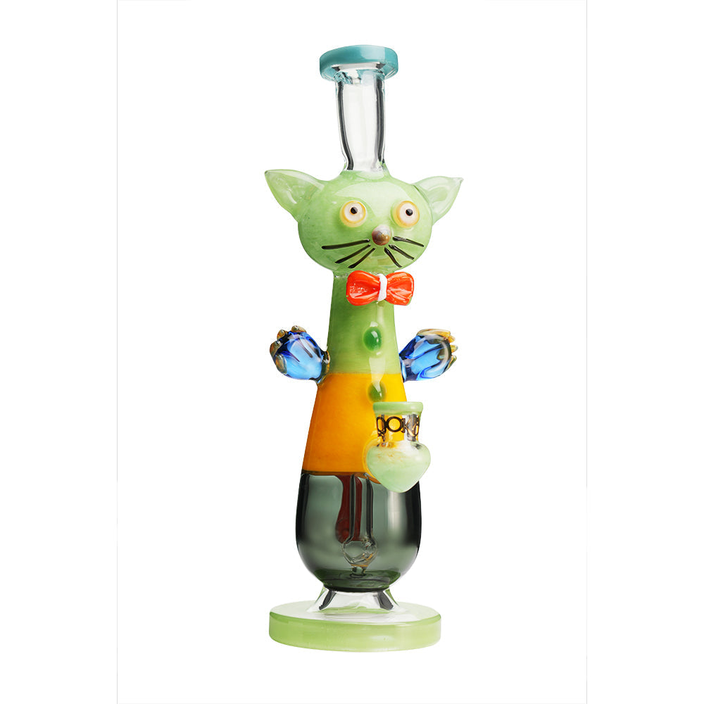 Lookah 12″ Cute Cat Gentleman Water Pipe (WPC1207) - Green