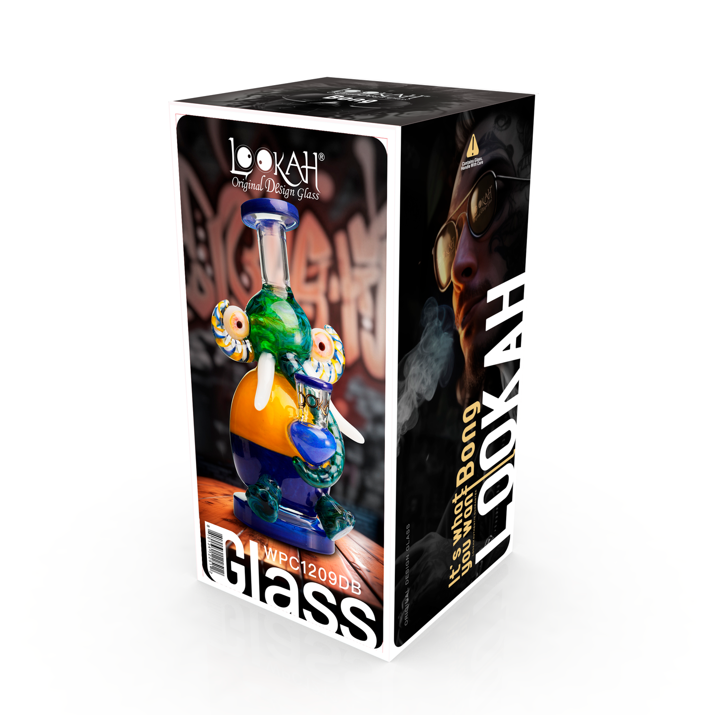 Lookah 9″ Mini Multicolored Elephant Dab Rig (WPC1209) - Dark Blue packaging