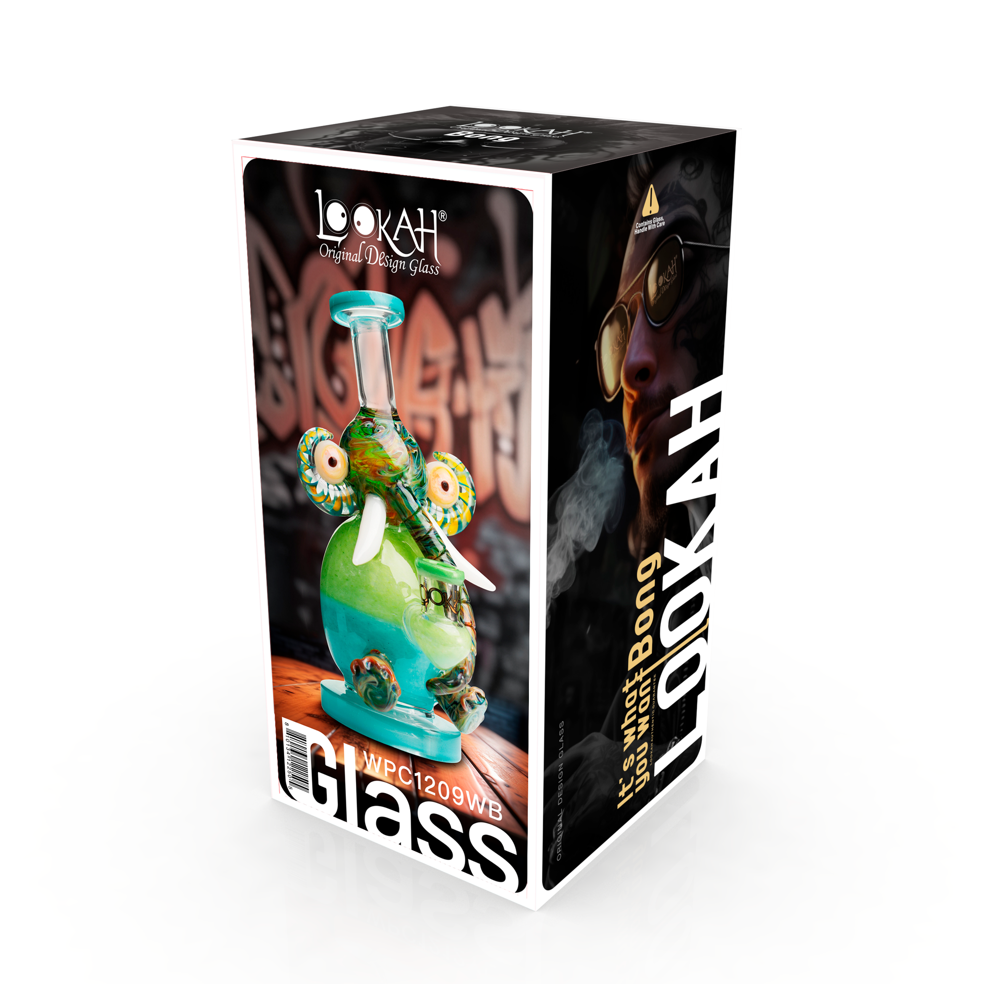 Lookah 9″ Mini Multicolored Elephant Dab Rig (WPC1209) - Wathet Blue packaging