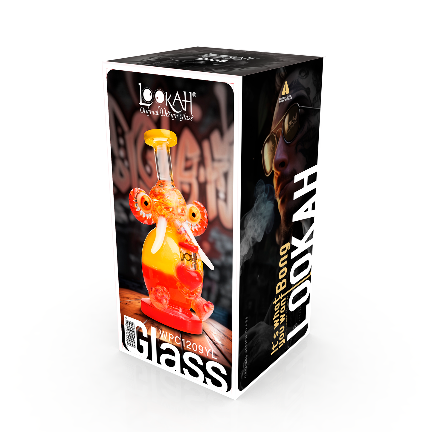 Lookah 9″ Mini Multicolored Elephant Dab Rig (WPC1209) - Yellow packaging