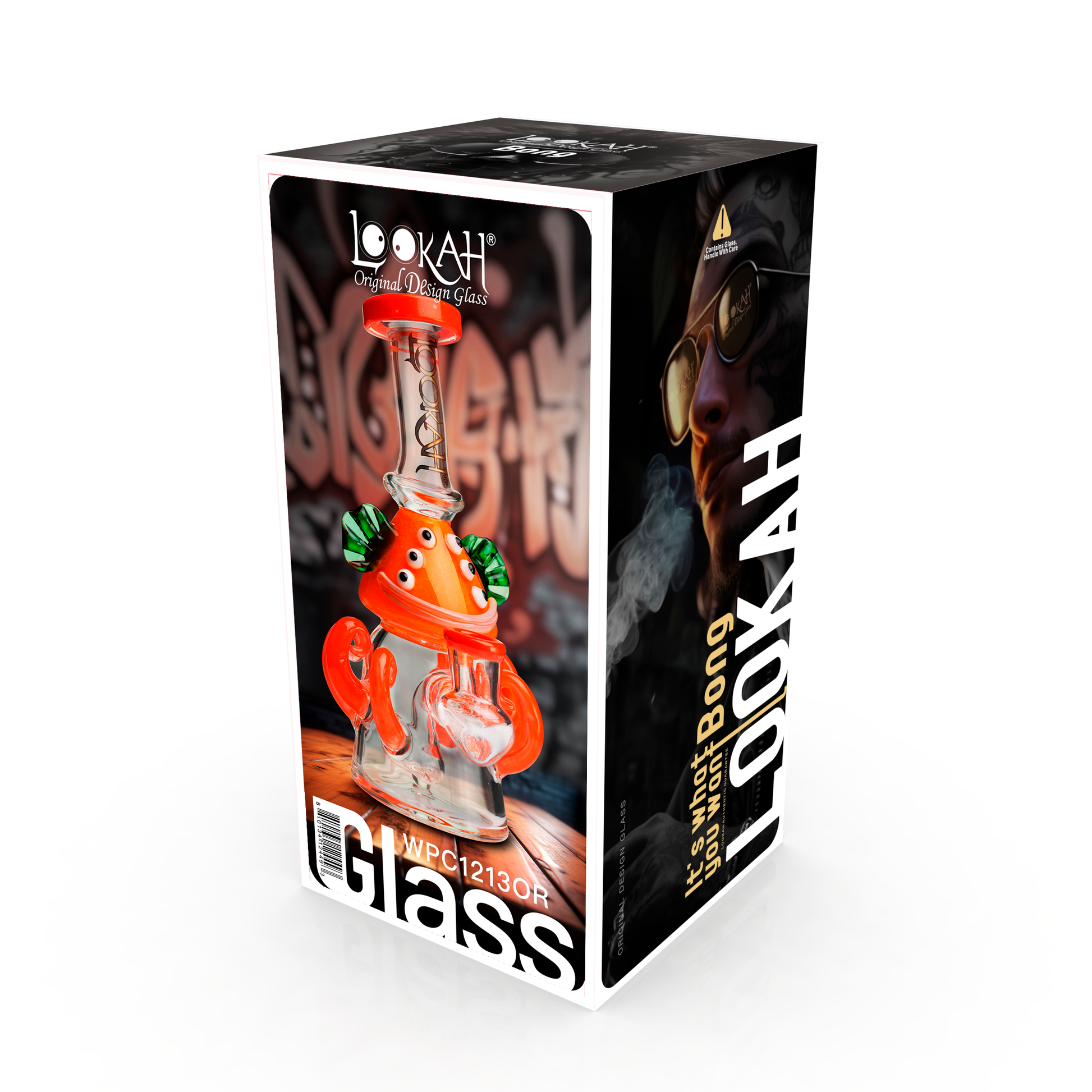 Lookah 10” Mini Cute Six Eyes Clown Octopus Dab Rig (WPC1213) - Orange packaging