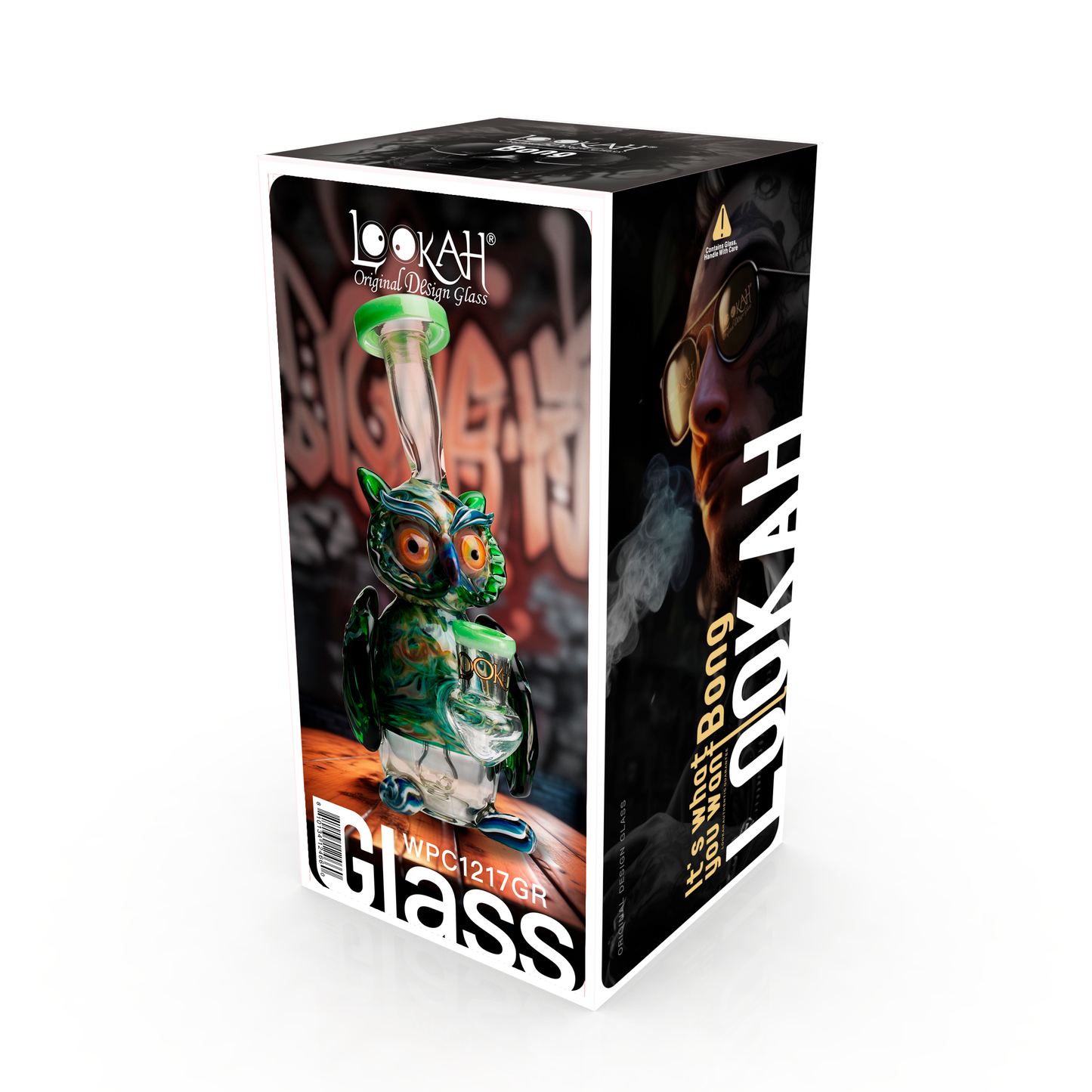 Lookah 9” Mini Cute Owl Dab Rig (WPC1217) - Green packaging