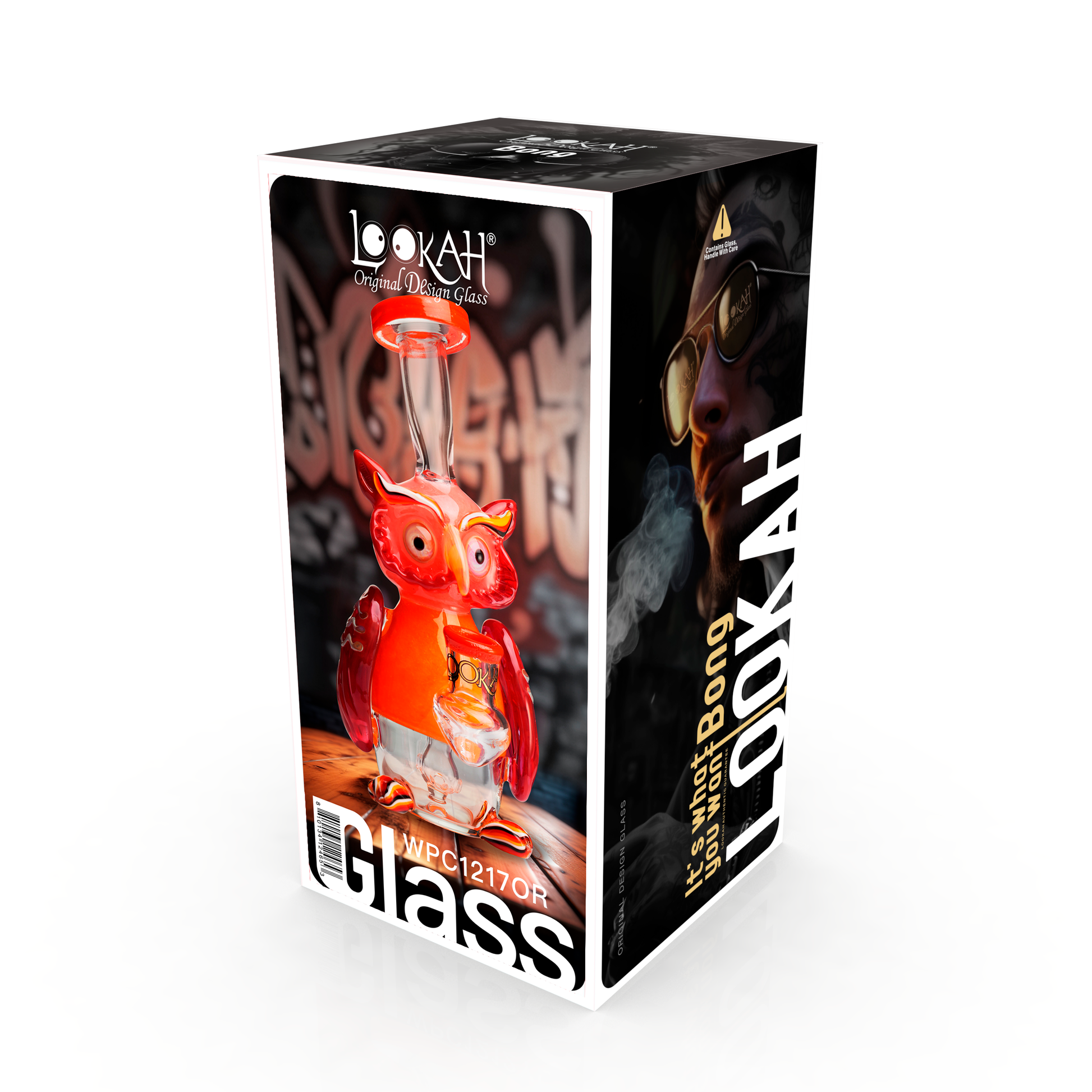 Lookah 9” Mini Cute Owl Dab Rig (WPC1217) - Orange packaging