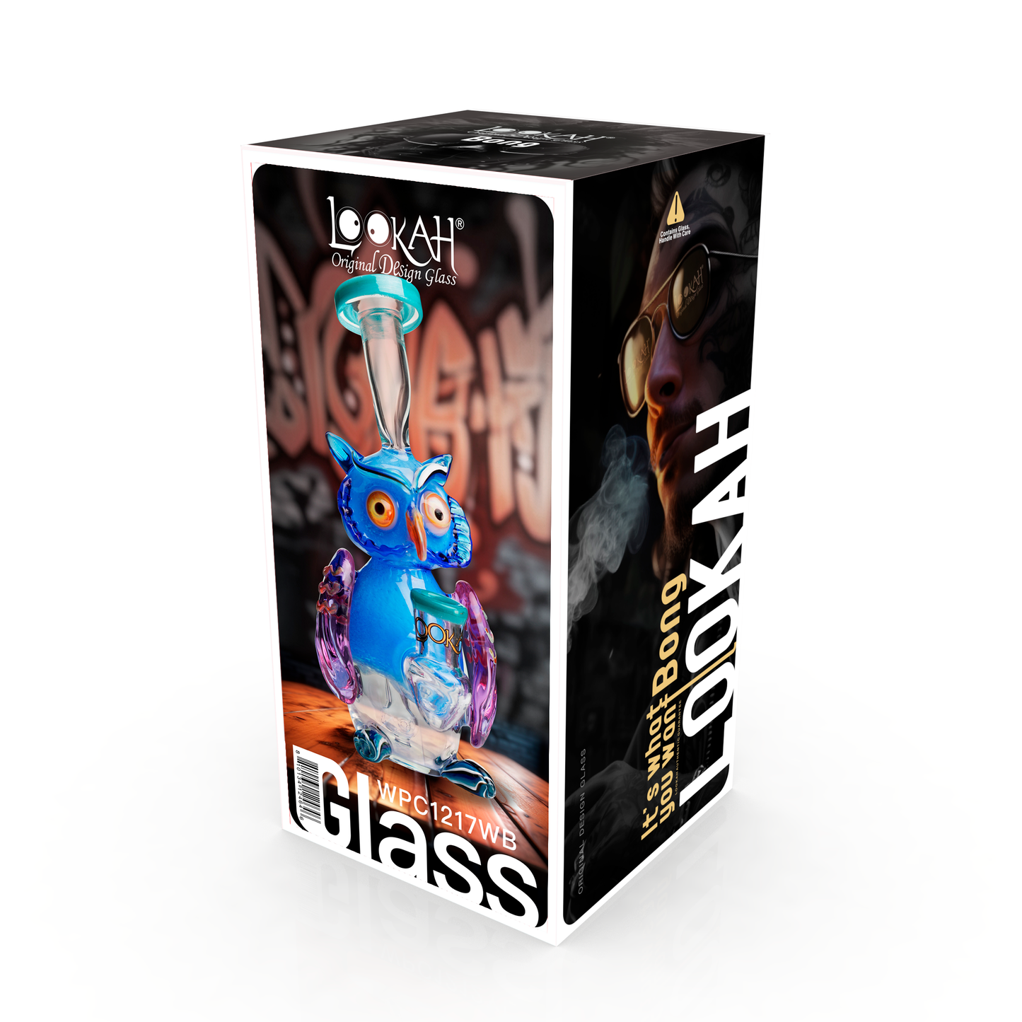 Lookah 9” Mini Cute Owl Dab Rig (WPC1217) - Wathet Blue packaging