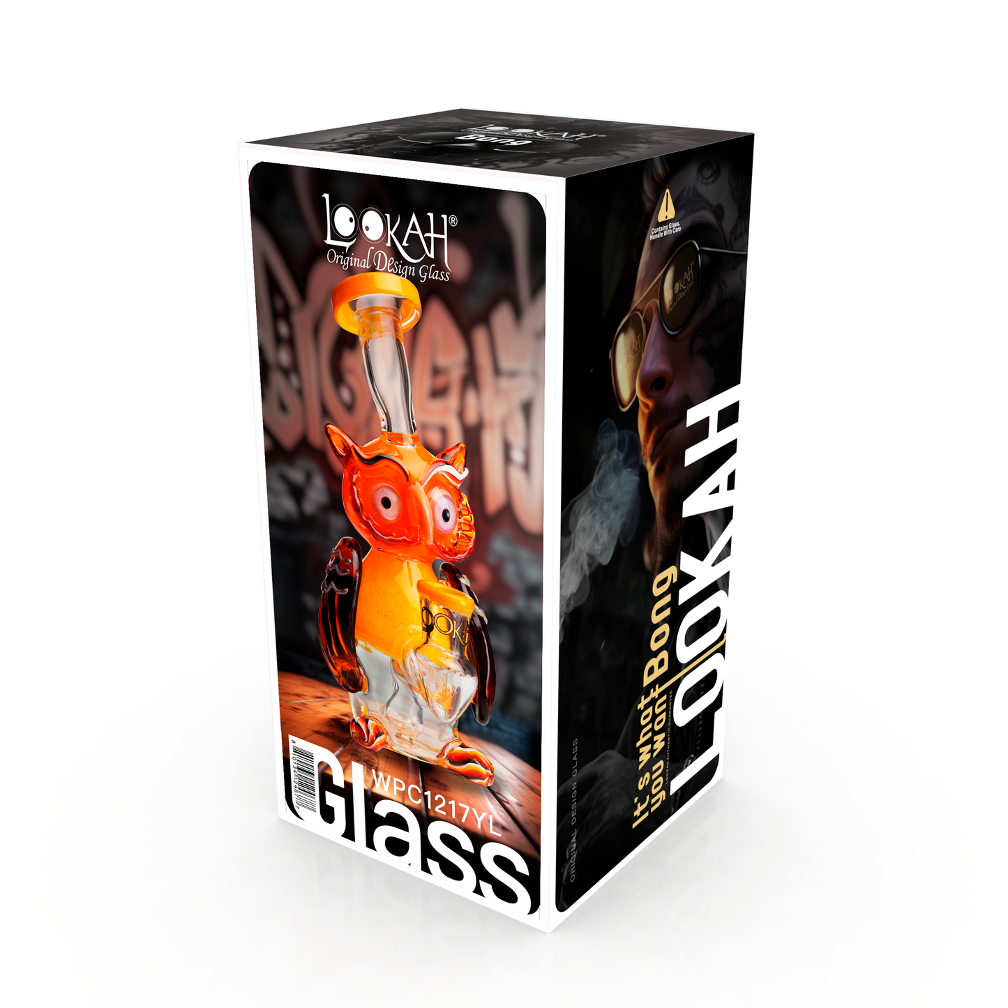 Lookah 9” Mini Cute Owl Dab Rig (WPC1217) - Yellow packaging