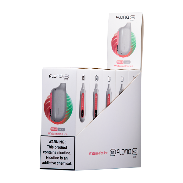 FLONQ Max Smart Disposable | 10000 Puffs | 14mL | 20mg | MOQ 5 | Watermelon Ice 5 Packs with packaging