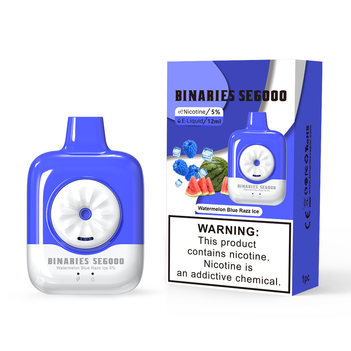 HorizonTech Binaries Cabin Disposable SE | 6000 Puffs | 12mL | 50mg | MOQ 10 | Watermelon Blue Razz Ice with Packaging