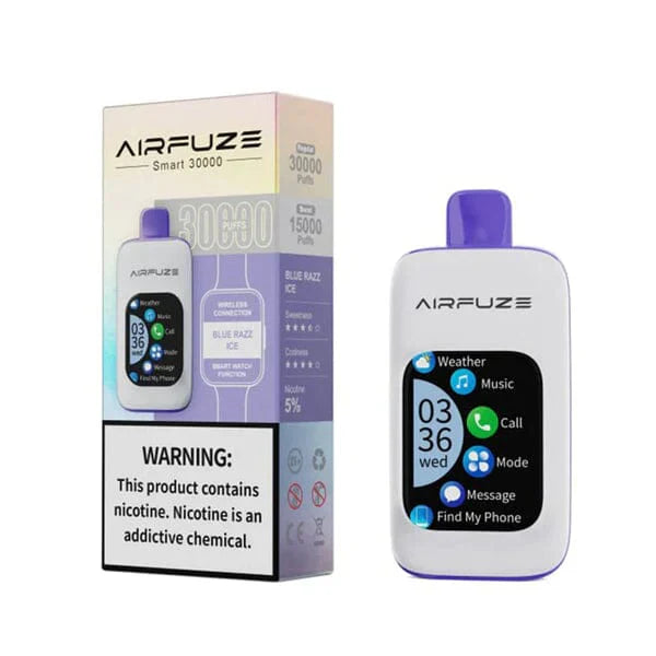 AIRFUZE Smart-Phone Disposable | 30000 Puffs | 20mL | 50mg | MOQ 5 | Blue Razz Ice with Packaging