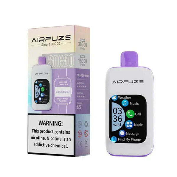AIRFUZE Smart-Phone Disposable | 30000 Puffs | 20mL | 50mg | MOQ 5 | Grape Burst with Packaging