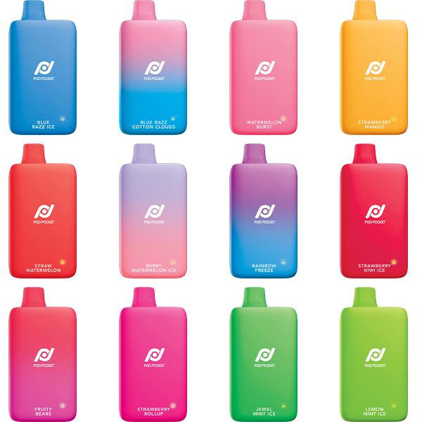 Pod Juice Pod Pocket Disposable | 7500 Puffs | 14mL | 50mg | MOQ 10 | Group Photo
