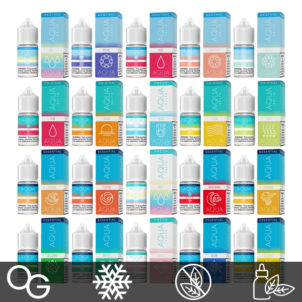 Aqua Salt Series E-Liquid | 30mL | (Salt Nic) | Group Image with packaging
