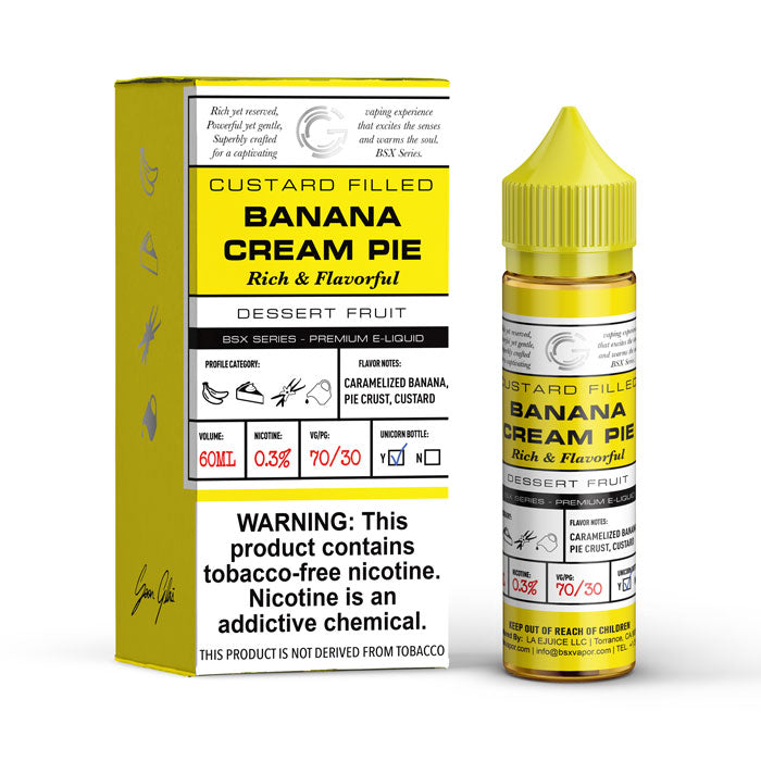 GLAS BSX TFN Series E-Liquid | 0mg | 60mL | (Freebase) | Banana Cream Pie with Packaging