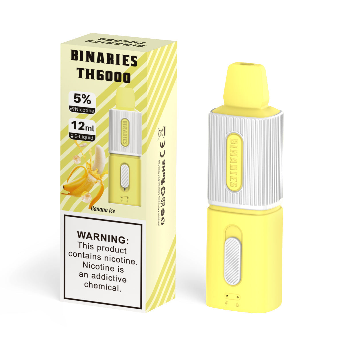 HorizonTech Binaries Cabin TH6000 Disposable | 6000 Puffs | 12mL | 50mg | MOQ 10 | Banana Ice with Packaging 