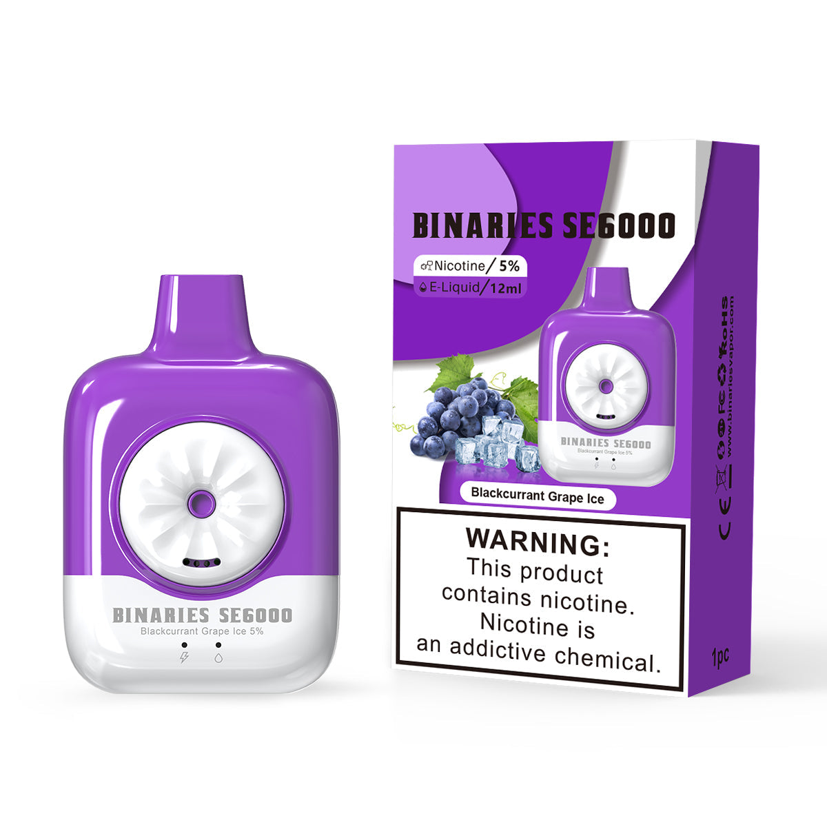 HorizonTech Binaries Cabin Disposable SE | 6000 Puffs | 12mL | 50mg | MOQ 10 | Black Currant Grape Ice with Packaging