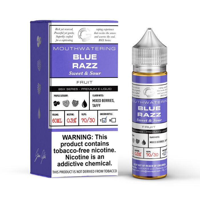 GLAS BSX TFN Series E-Liquid | 0mg | 60mL | (Freebase) | Blue Razz with Packaging