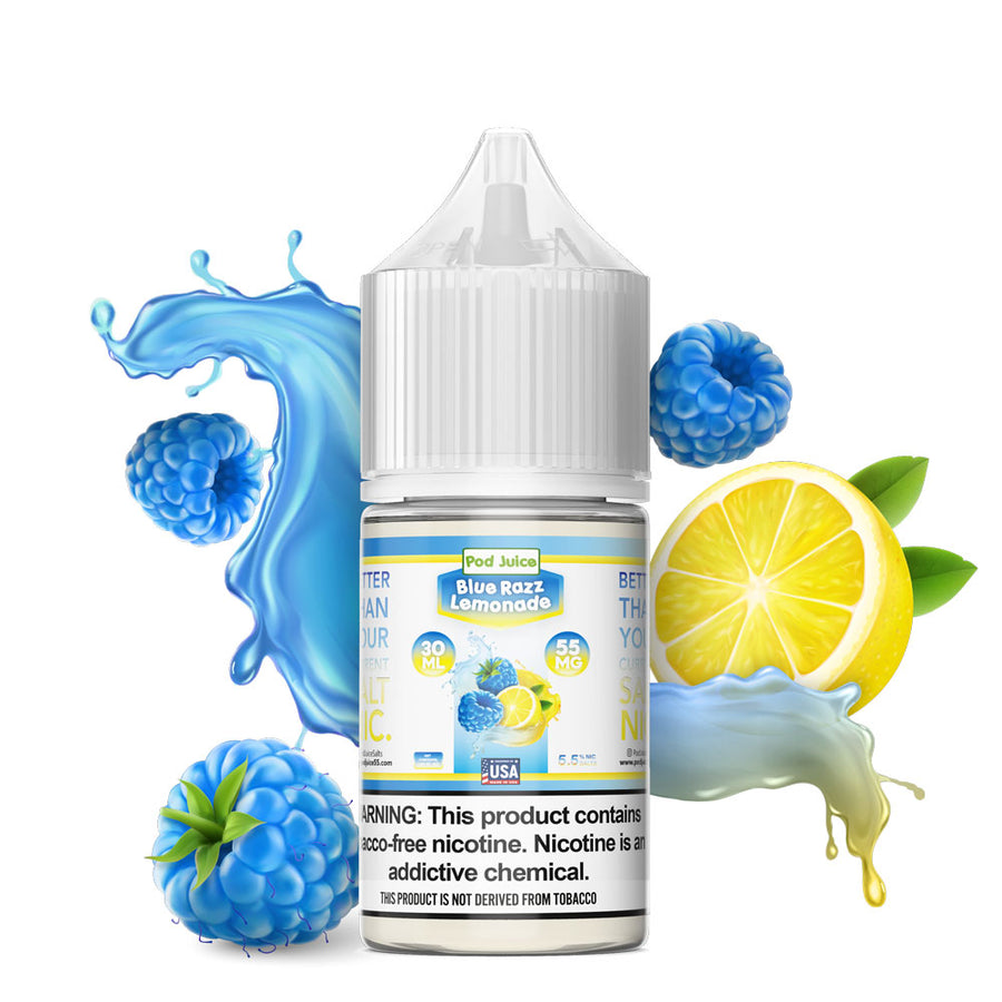 Pod Juice Salt Series E-Liquid | 30mL | 55mg | Blue Razz Lemonade bottle