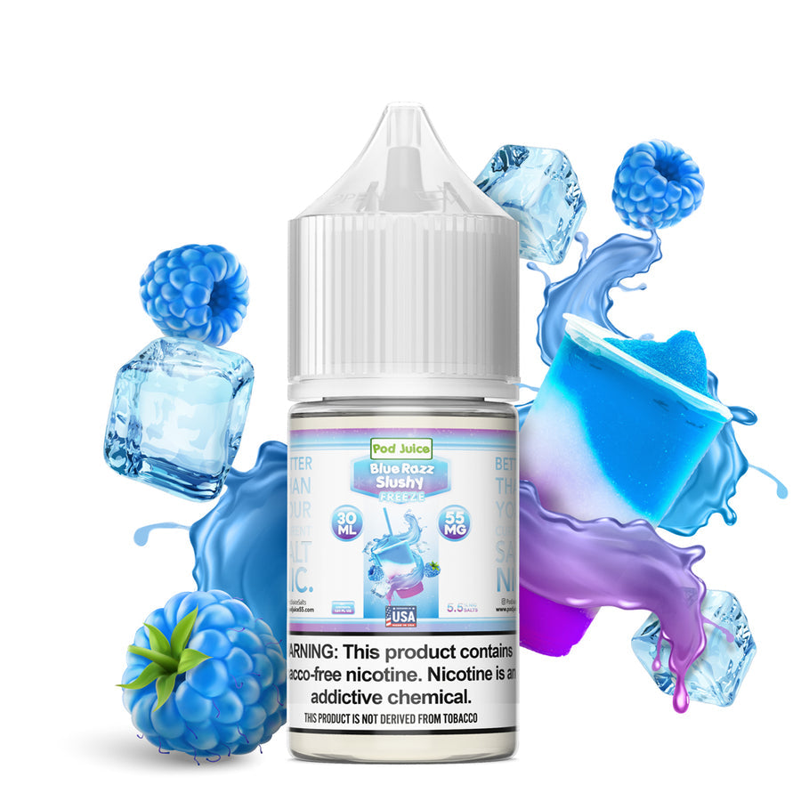 Pod Juice Salt Series E-Liquid | 30mL | 55mg | Blue Razz Slushy Freeze