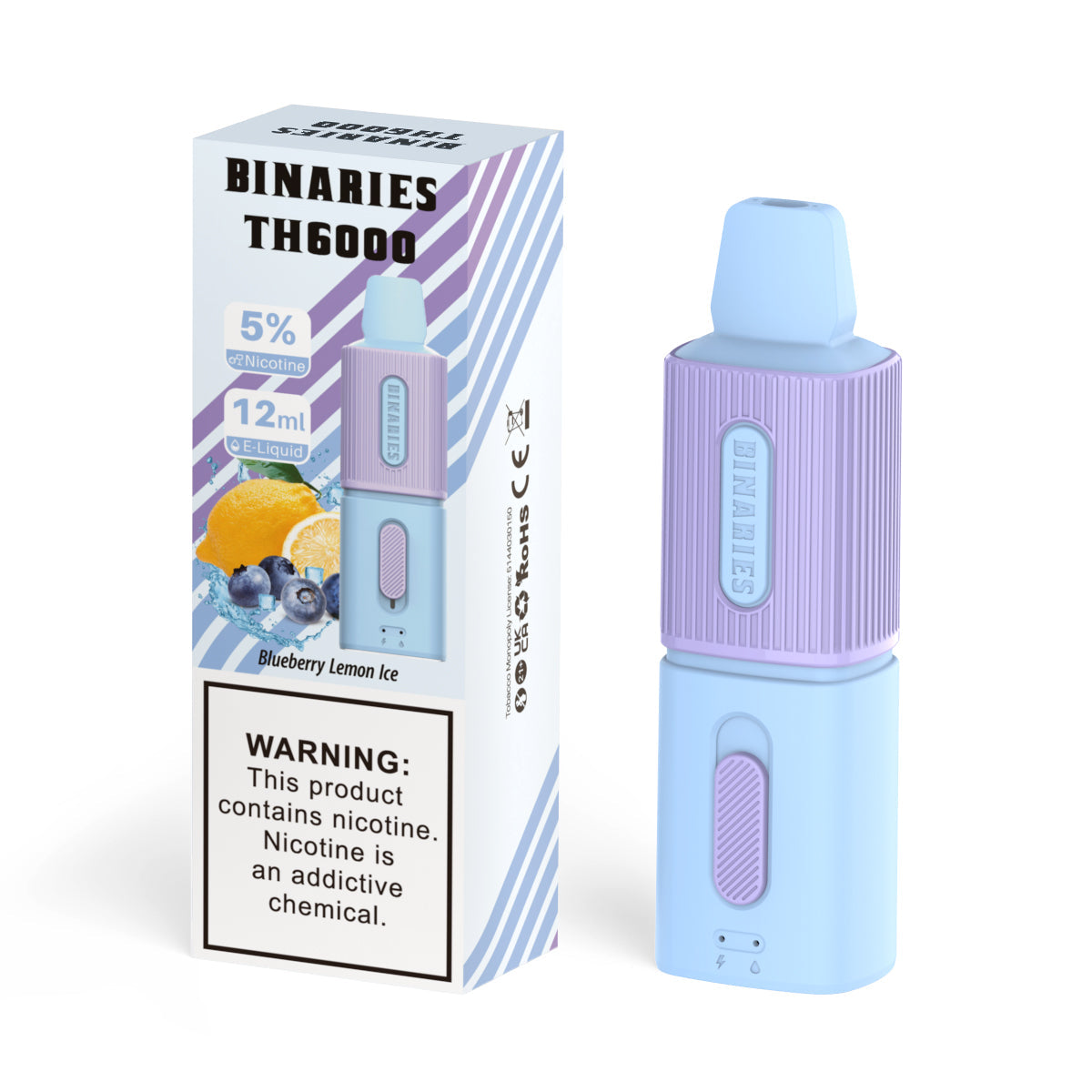HorizonTech Binaries Cabin TH6000 Disposable | 6000 Puffs | 12mL | 50mg | MOQ 10 | Blueberry Lemonade with Packaging 