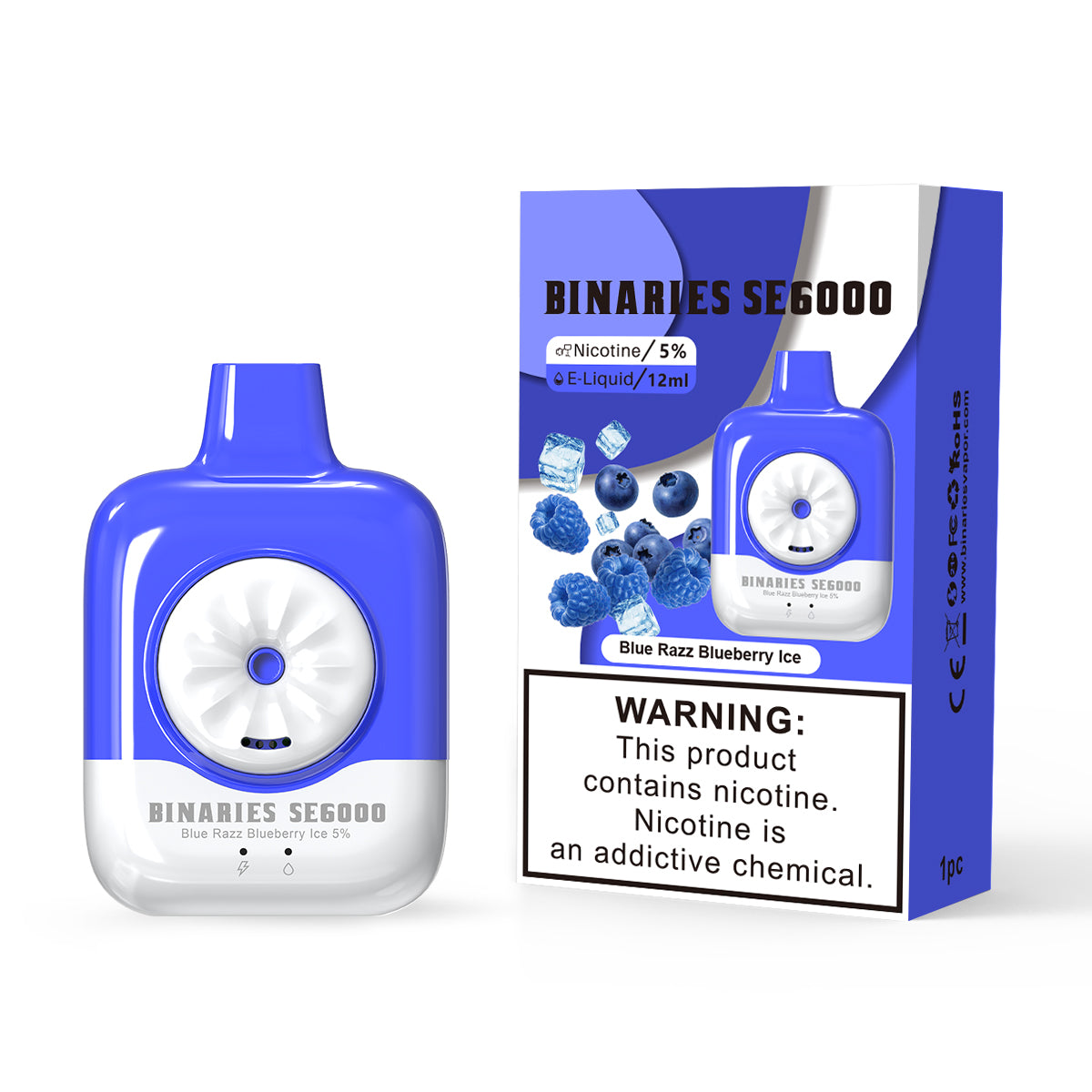 HorizonTech Binaries Cabin Disposable SE | 6000 Puffs | 12mL | 50mg | MOQ 10 | Blue Razz Blueberry Ice with Packaging