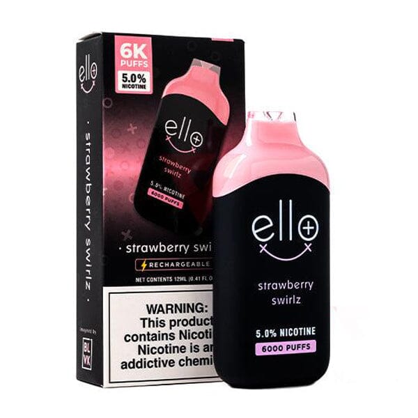 BLVK Ello Plus Disposable | 6000 Puffs | 12mL | 50mg | MOQ 10 | Strawberry Swirlz with Packaging