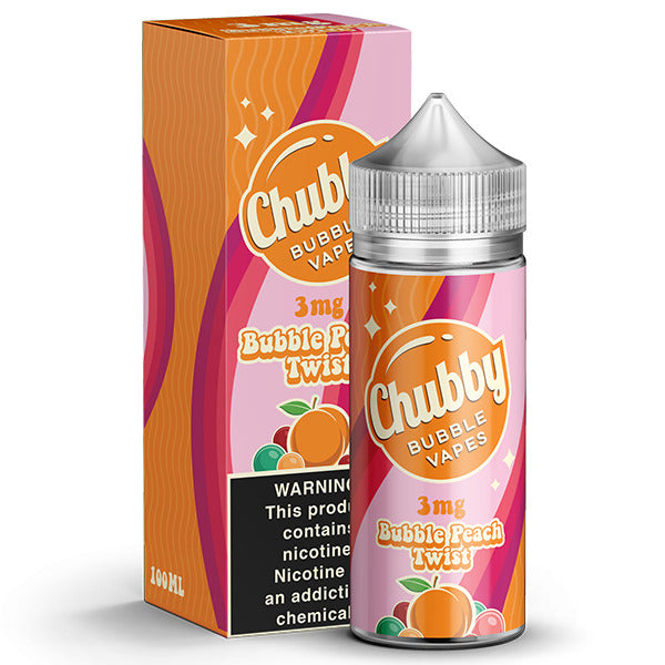 Chubby Bubble Vapes Series E-Liquid | 100mL | 3mg | Bubble Peach Twist with packaging