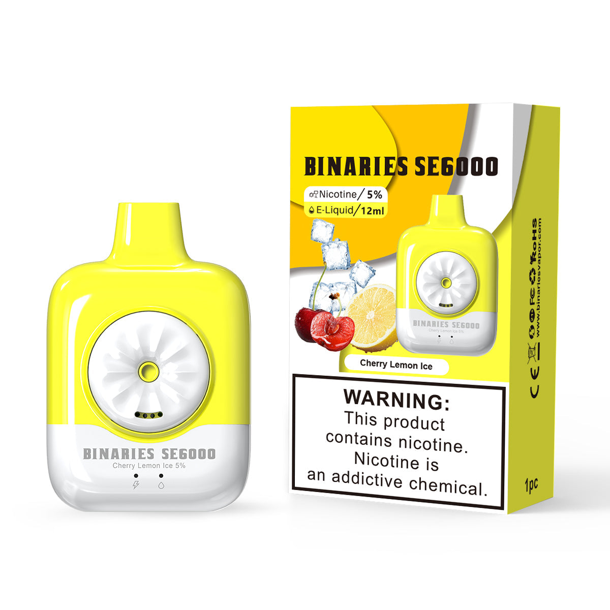 HorizonTech Binaries Cabin Disposable SE | 6000 Puffs | 12mL | 50mg | MOQ 10 | Cherry Lemon Ice with Packaging