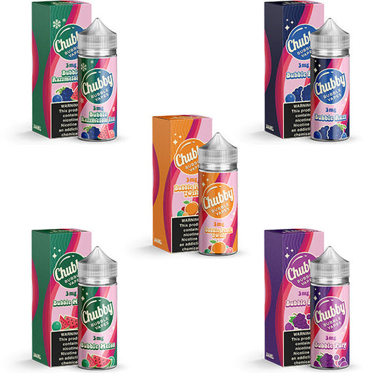 Chubby Bubble Vapes Series E-Liquid | 100mL | Group Photo with packaging