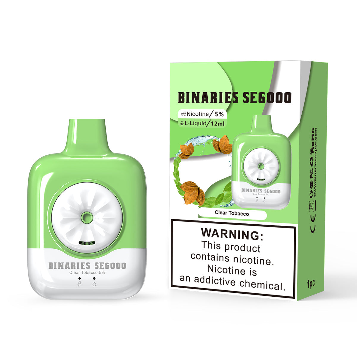 HorizonTech Binaries Cabin Disposable SE | 6000 Puffs | 12mL | 50mg | MOQ 10 | Clear Tobacco with Packaging