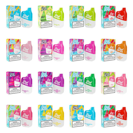 Cloud Nurdz 0% Disposable 4500 Puff 12mL 00mg | MOQ 10 - Group Photo with Packaging