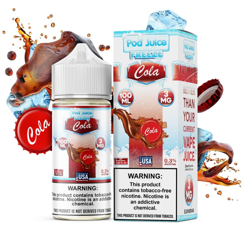 Pod Juice Series E-Liquid | 100mL | 3mg | (Freebase) | Cola with Packaging