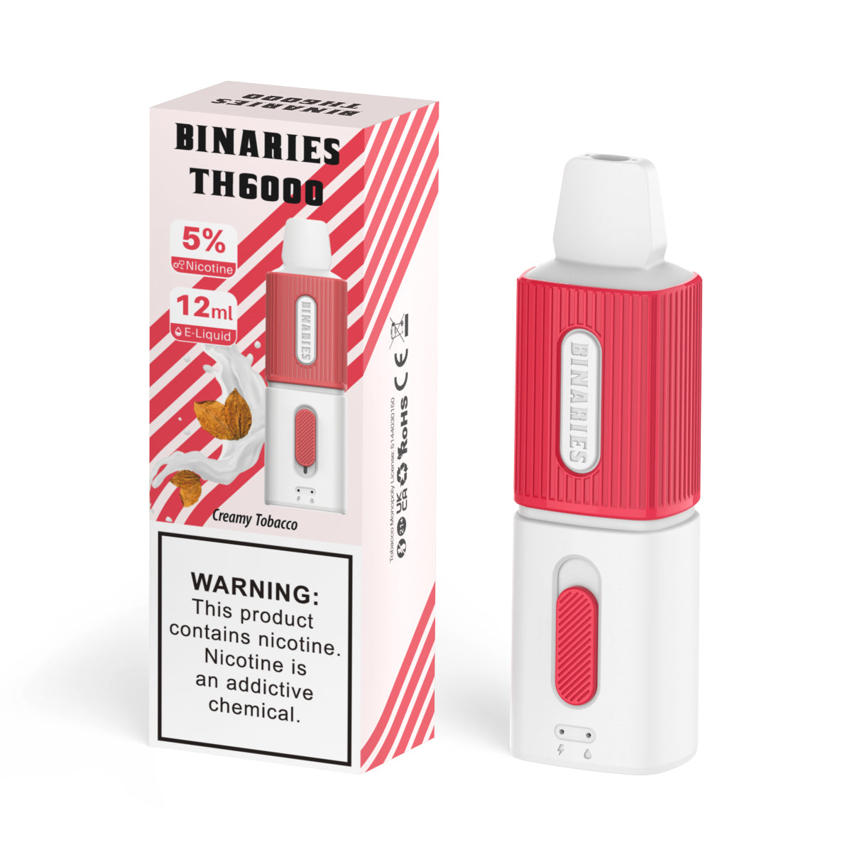 HorizonTech Binaries Cabin TH6000 Disposable | 6000 Puffs | 12mL | 50mg | MOQ 10 | Creamy Tobacco with Packaging 