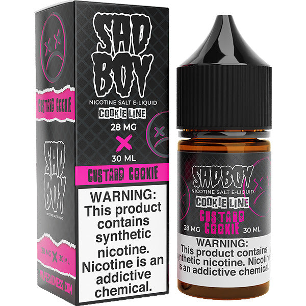 Sadboy Salt Series E-Liquid | 30mL (Salt Nic) | 28mg | Custard Cookie with packaging