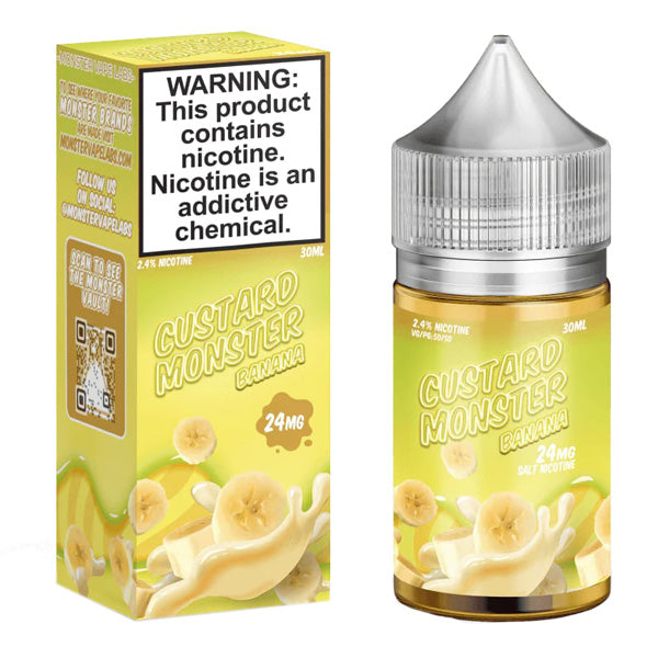Jam Monster Salt Series E-Liquid | 30mL | 24mg | Custard Monster Banana with packaging