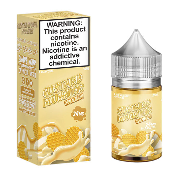 Jam Monster Salt Series E-Liquid | 30mL | 24mg | Custard Monster Vanilla with packaging