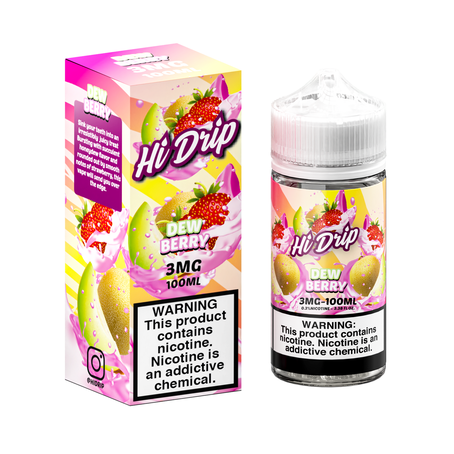 Hi-Drip Series E-Liquid | 100mL |(Freebase) | 3mg | Dew Berry with packaging