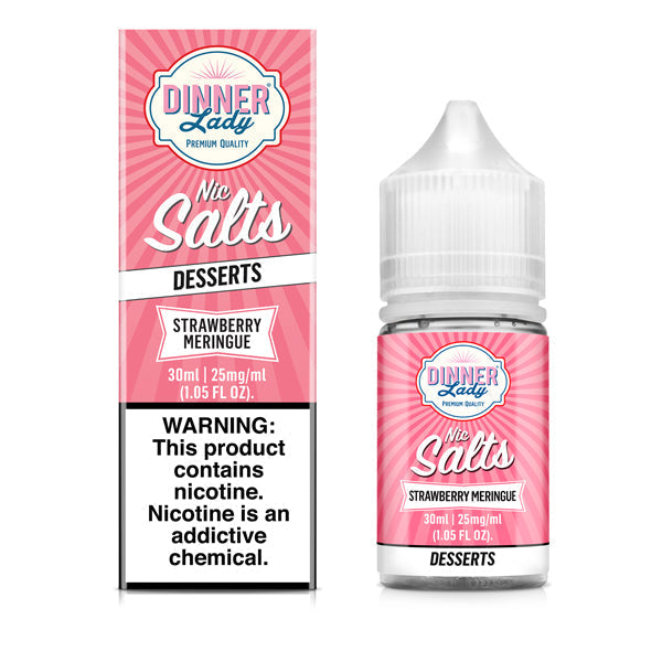 Dinner Lady SALTS E-Liquid | Strawberry Meringue 30mL | 25Mg with packaging