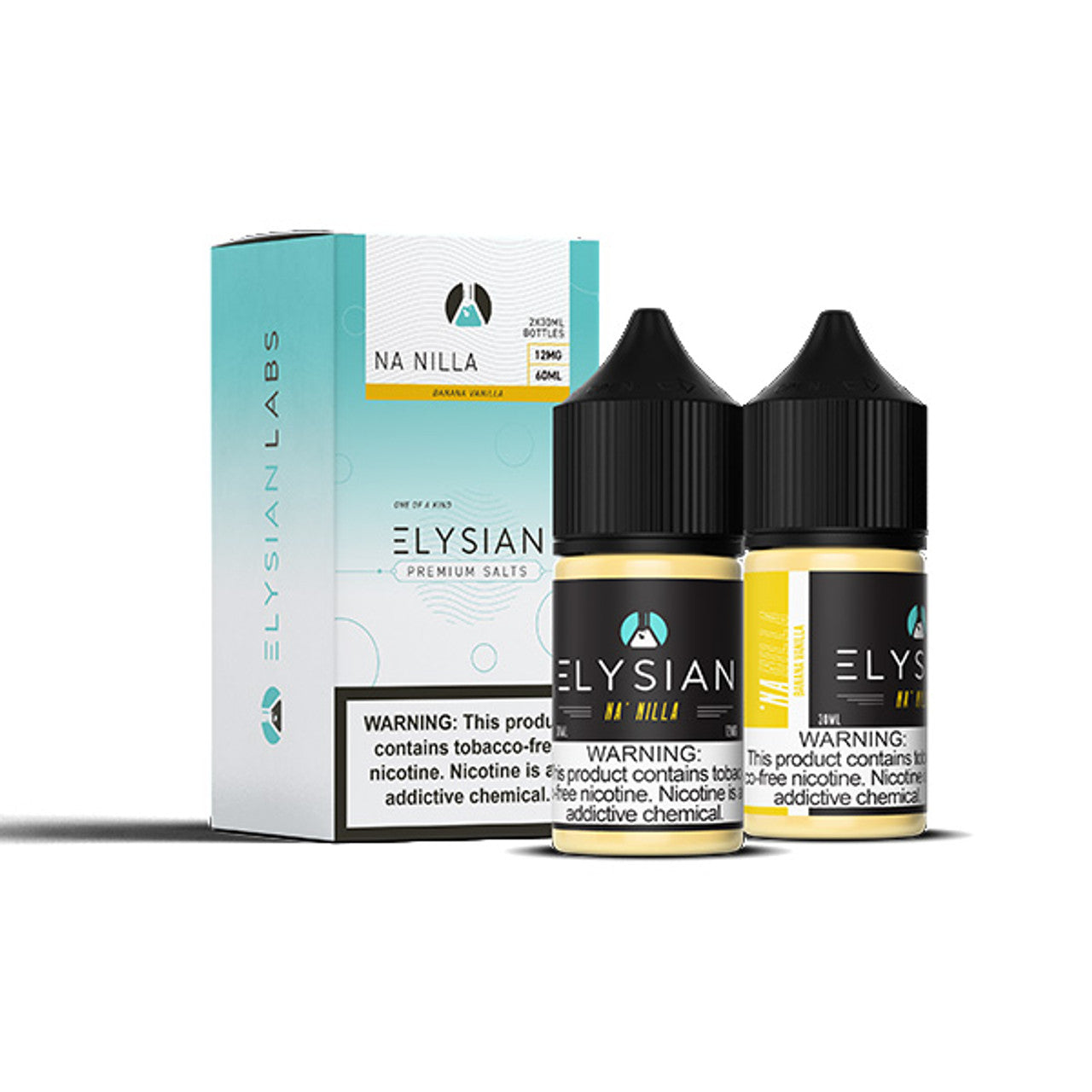 Elysian Salt Series E-Liquid | x2-30mL | (Salt Nic) | 12mg | Nanilla with packaging