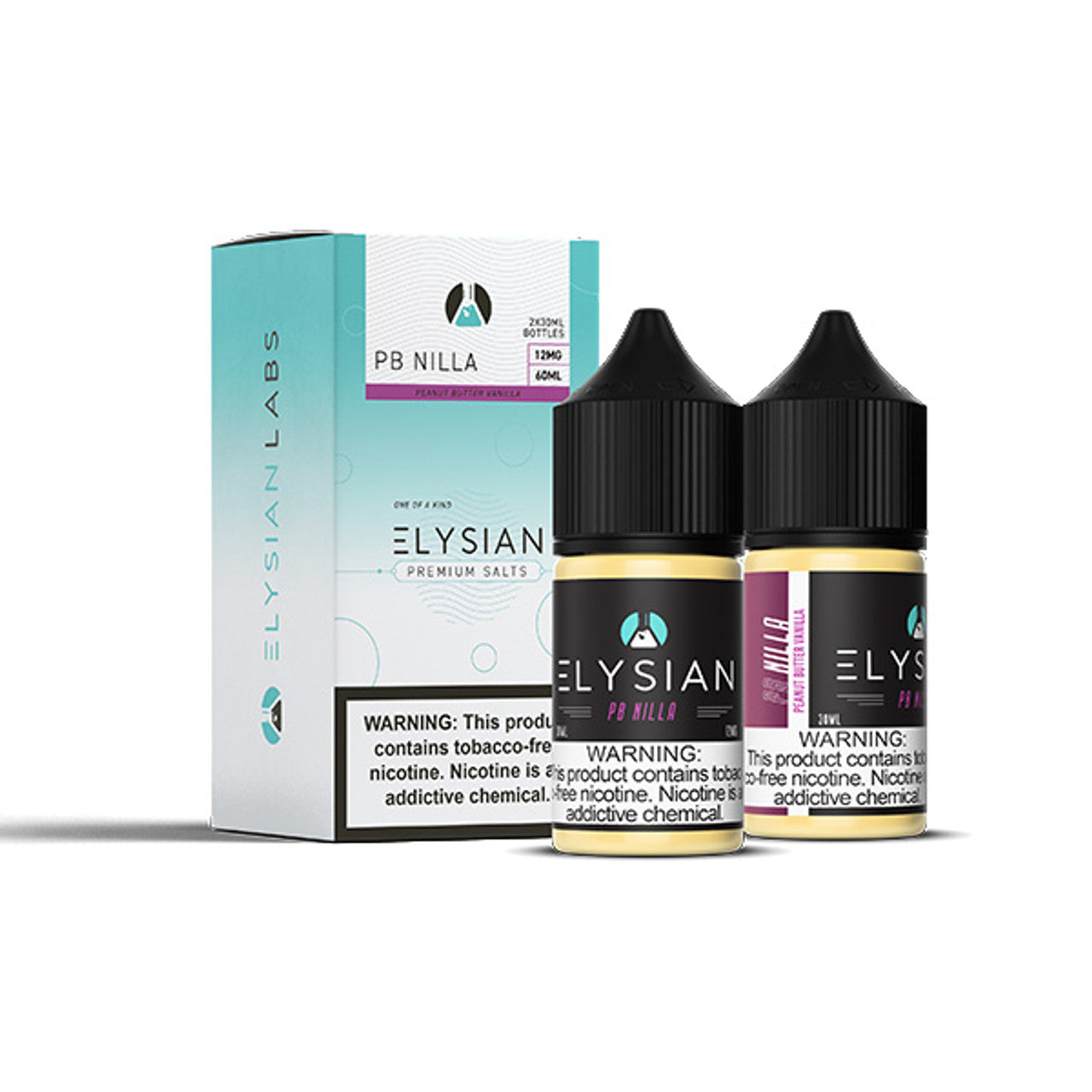 Elysian Salt Series E-Liquid | x2-30mL | (Salt Nic) | 12mg | Pb Nilla with packaging