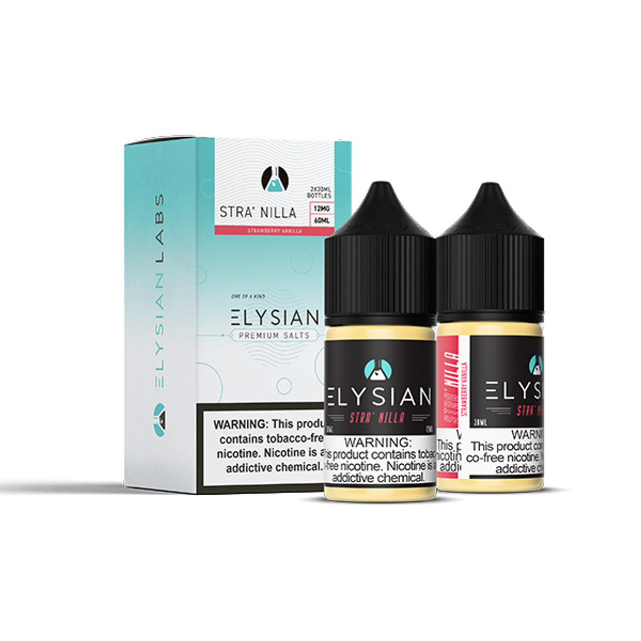 Elysian Salt Series E-Liquid | x2-30mL | (Salt Nic) | 12mg | Stra Nilla with packaging