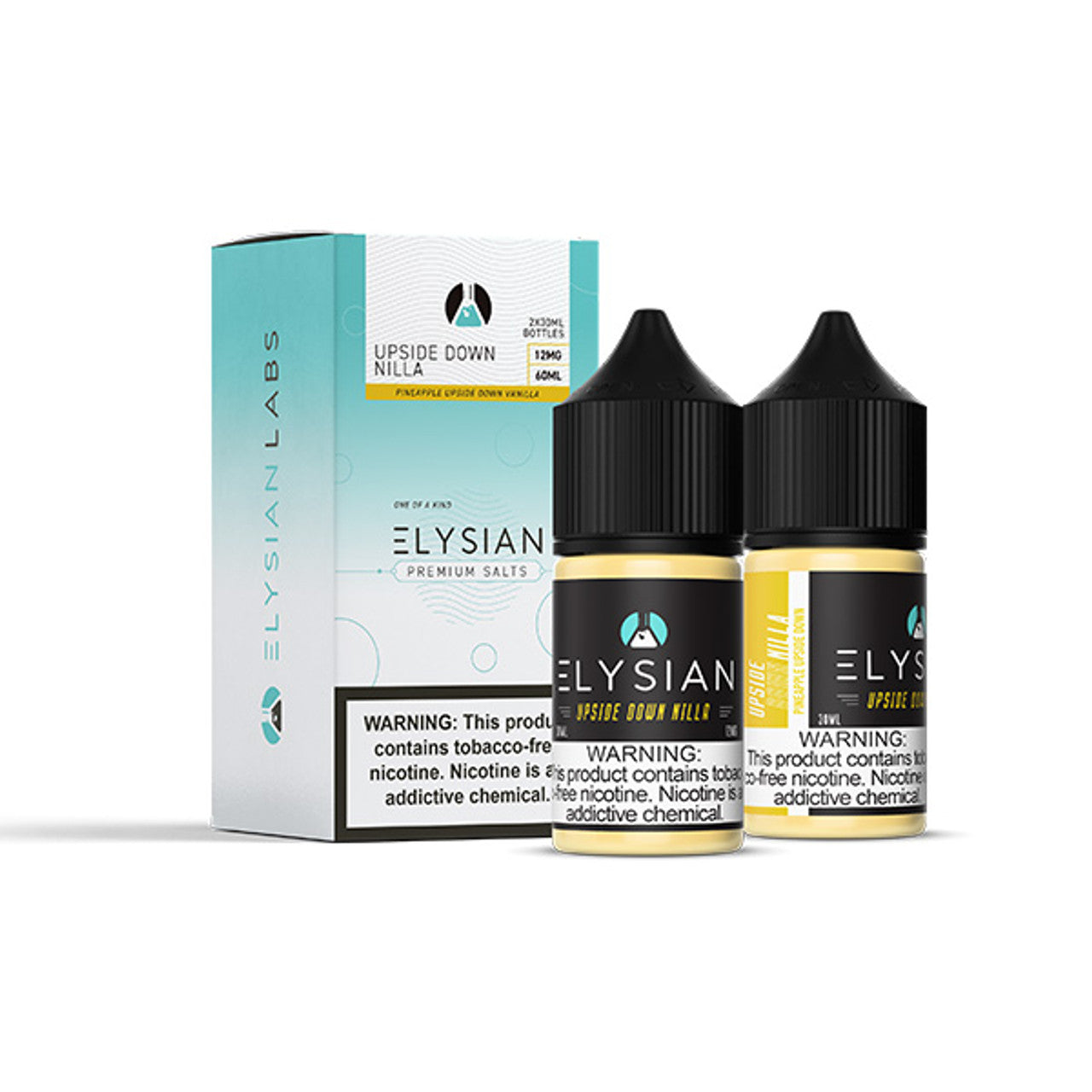 Elysian Salt Series E-Liquid | x2-30mL | (Salt Nic) | 12mg | Upside Down Nilla  with packaging