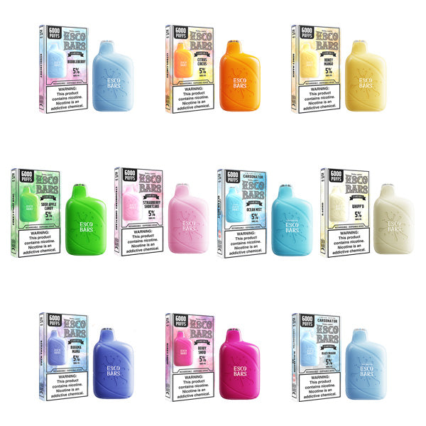 Esco Bars Mesh Disposable | 6000 Puffs | 15mL | 5% | MOQ 10 | Group Photo with Packaging