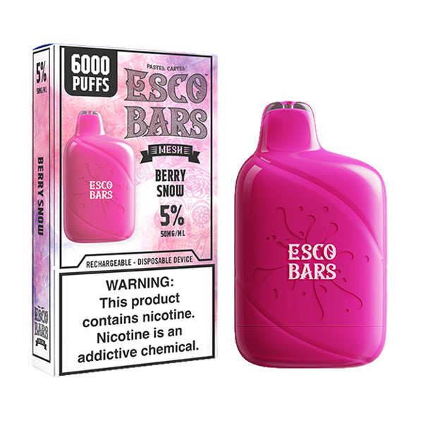 Esco Bars Mesh Disposable | 6000 Puffs | 15mL | 5% | MOQ 10 | Berry Snow with Packaging