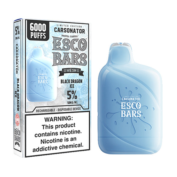 Esco Bars Mesh Disposable | 6000 Puffs | 15mL | 5% | MOQ 10 | Black Dragon Ice with Packaging