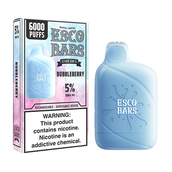 Esco Bars Mesh Disposable | 6000 Puffs | 15mL | 5% | MOQ 10 | Bubbleberry with Packaging
