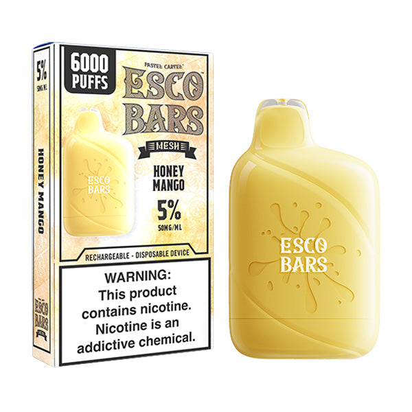 Esco Bars Mesh Disposable | 6000 Puffs | 15mL | 5% | MOQ 10 | Honey Mango with Packaging