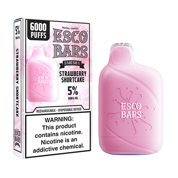 Esco Bars Mesh Disposable | 6000 Puffs | 15mL | 5% | MOQ 10 | Strawberry Shortcake with Packaging
