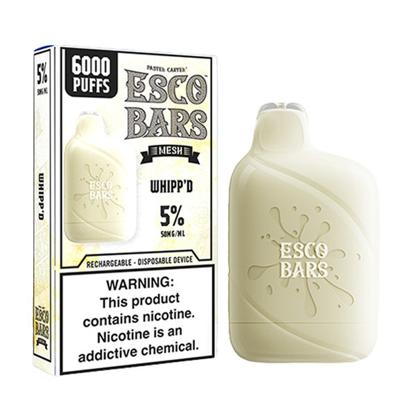 Esco Bars Mesh Disposable | 6000 Puffs | 15mL | 5% | MOQ 10 | Whipp'd with Packaging