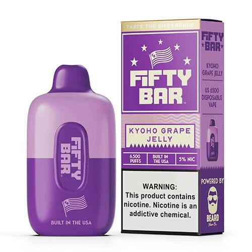 Fifty Bar Disposable | 6500 Puffs | 16mL | 50Mg | MOQ 5 | Kyoho Grape Jelly with Packaging