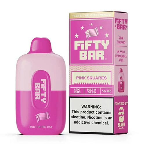 Fifty Bar Disposable | 6500 Puffs | 16mL | 50Mg | MOQ 5 | Pink Squares with Packaging