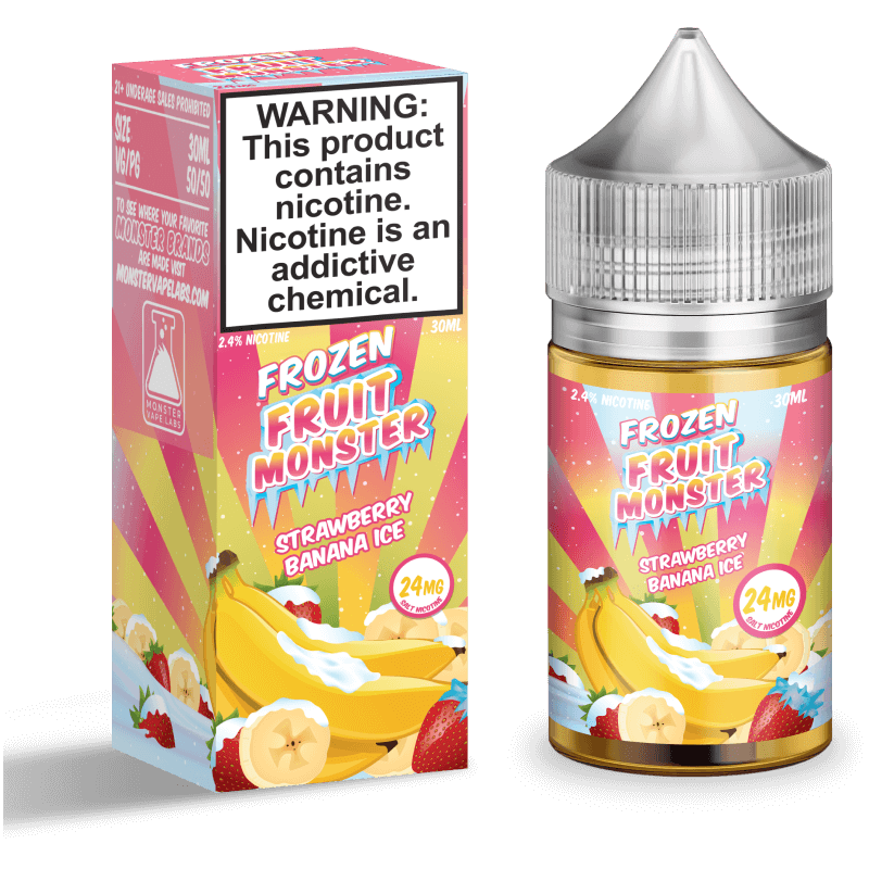 Jam Monster Salt Series E-Liquid | 30mL | 24mg | Frozen Strawberry Banana Ice with packaging